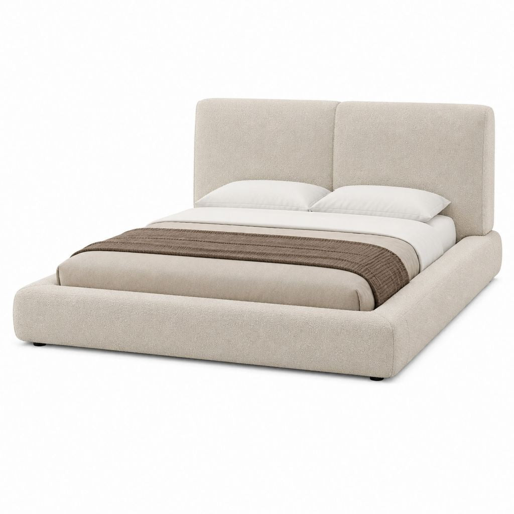 Lit coffre avec rangement 160 x 200 cm beige en polyester