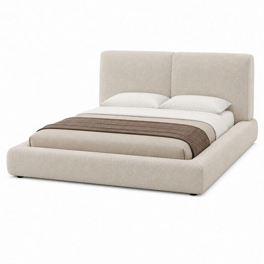 Lit coffre avec rangement 160 x 200 cm beige en polyester