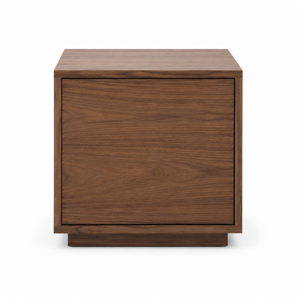 Table de chevet à 1 porte brun noyer en panneaux MDF rectangulaire 60 x 40 x 60 cm