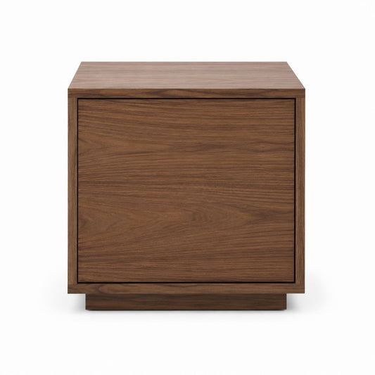 Table de chevet à 1 porte brun noyer en panneaux MDF rectangulaire 60 x 40 x 60 cm