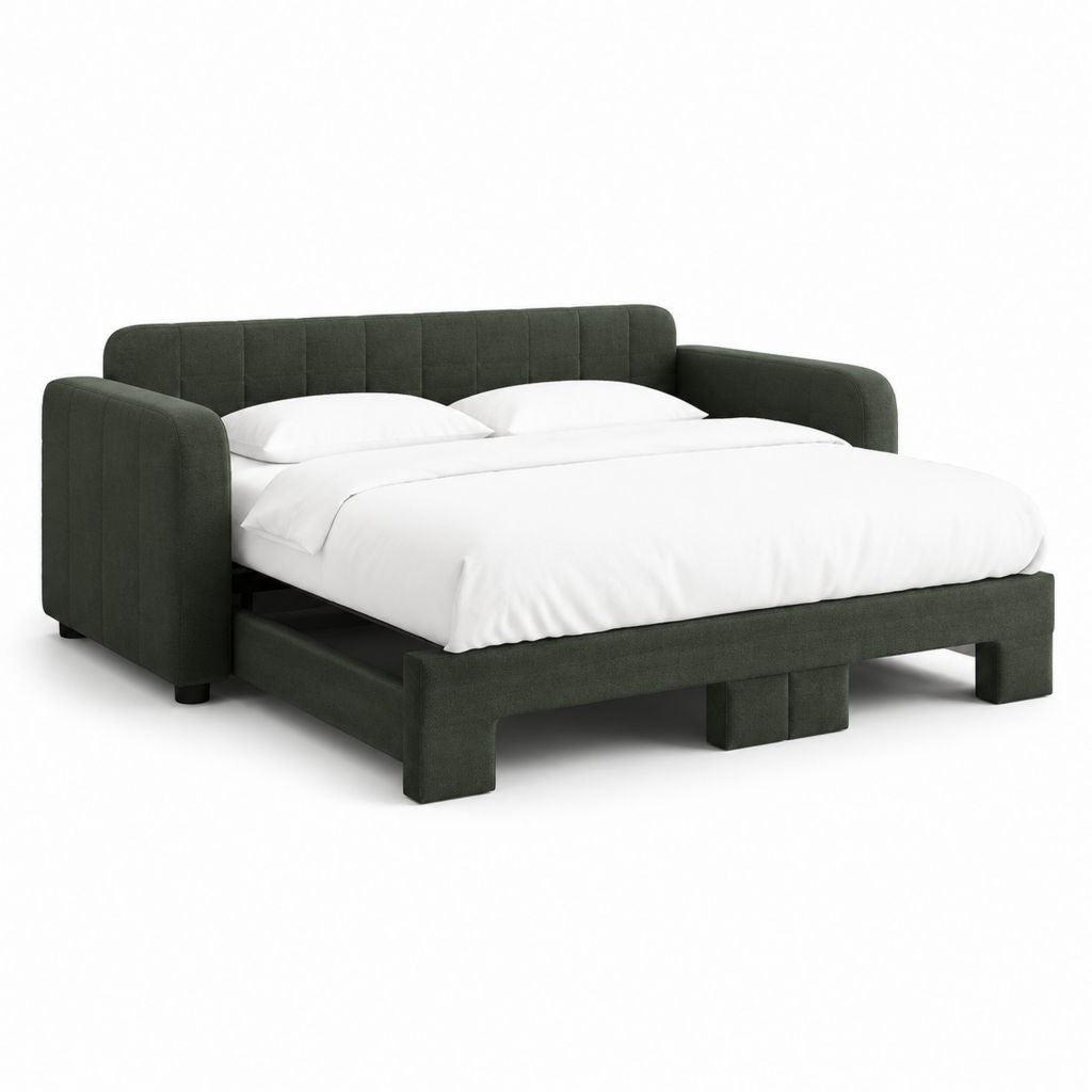 Canapé-lit 2 places vert foncé en polyester rectangulaire couchage 160 x 200 cm