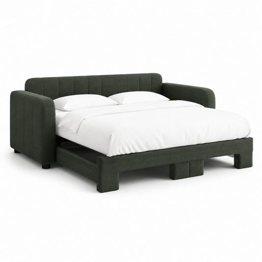 Canapé-lit 2 places vert foncé en polyester rectangulaire couchage 160 x 200 cm