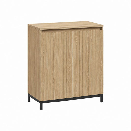 Buffet 2 portes chêne clair en panneaux de particules 80 x 40 x 100 cm