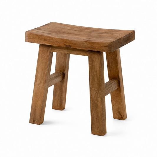 Tabouret de salle à manger en bois massif brun rectangulaire 45 x 30 x 45 cm