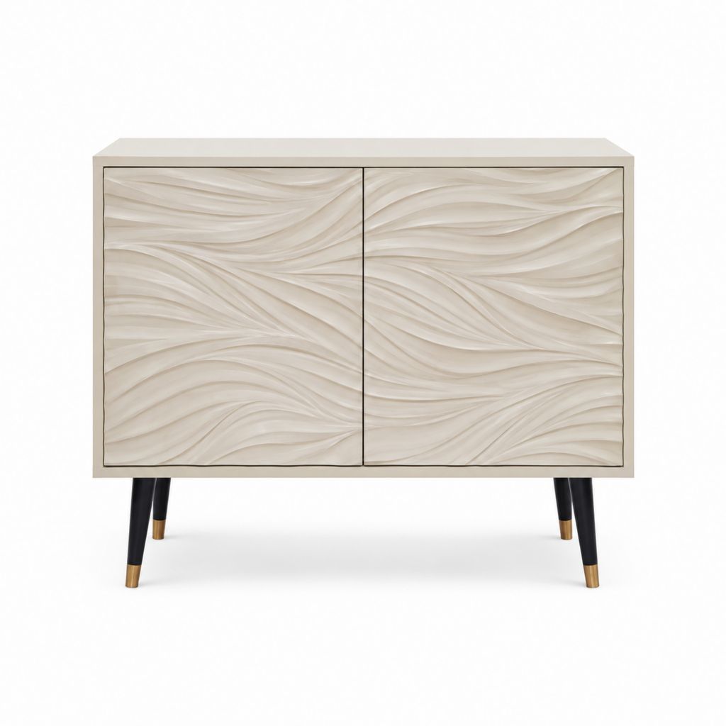 Buffet 2 portes ivoire en panneaux MDF rectangulaire 120 x 40 x 85 cm