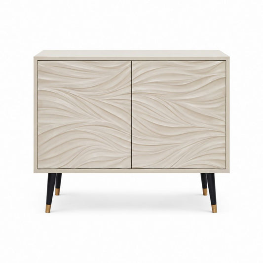 Buffet 2 portes ivoire en panneaux MDF rectangulaire 120 x 40 x 85 cm