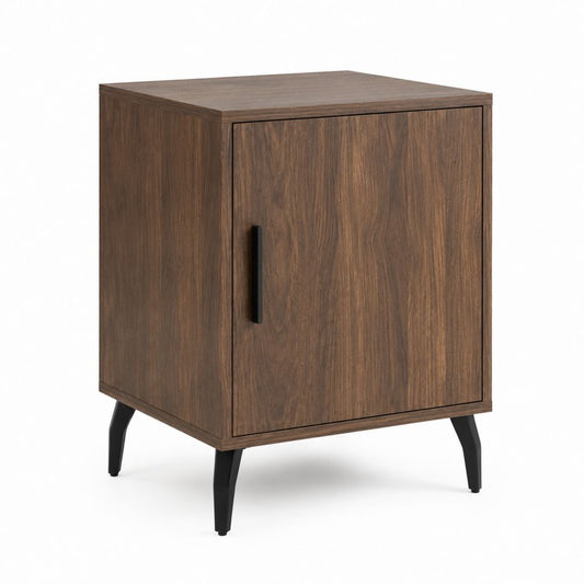 Table de chevet à porte noyer foncé en panneau MDF 50 x 40 x 60 cm