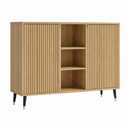 Buffet de salle à manger 2 portes coulissantes chêne clair MDF rectangulaire 120 x 40 x 100 cm